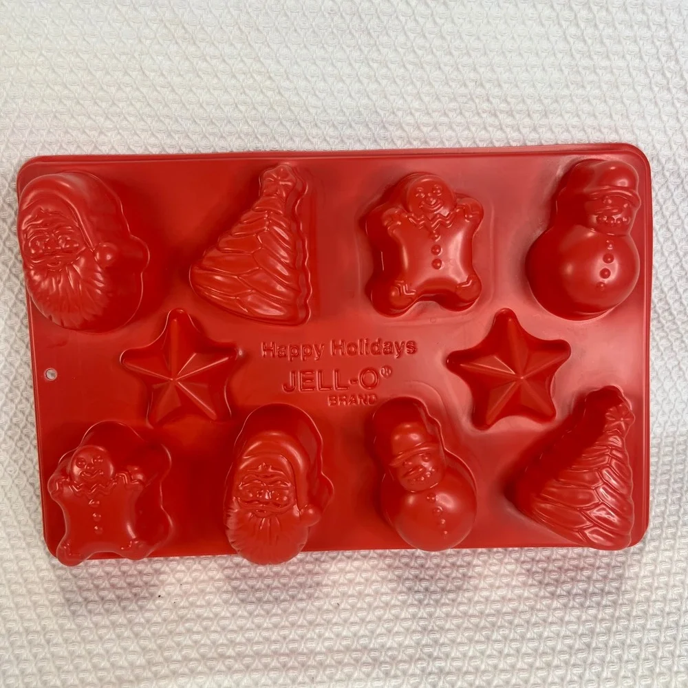 Jell-O Jigglers Christmas‎ Holiday Gelatin Molds Trays Red Green SantaSet of 2